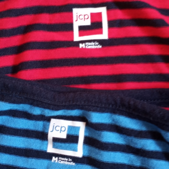 JCP (2) Lace Shoulder Long Sleeve Stripe Tops Sz.M - Picture 3 of 4